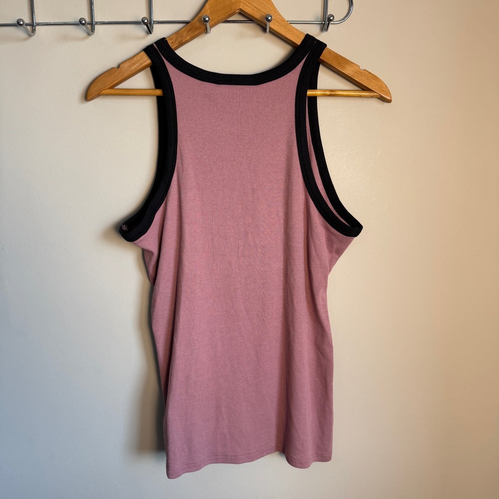 Harley Davidson Women's Ribbed Tank Top Mauve Pink Size Large Black Accent Biker - Picture 3 of 11